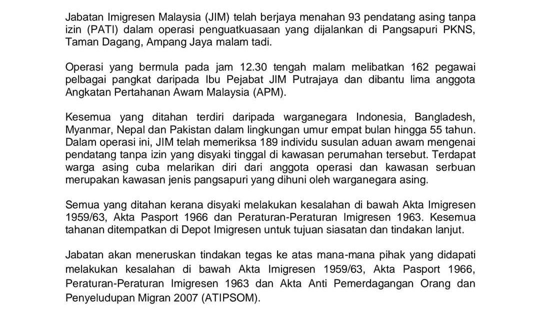 Imigresen Menangani Masalah PATI?