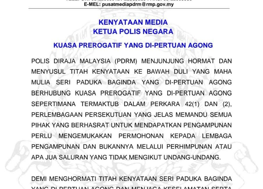 Rakyat Digesa Tidak Menyertai Sebarang Perhimpunan Yang Dianjurkan Oleh Mana-Mana Pihak.