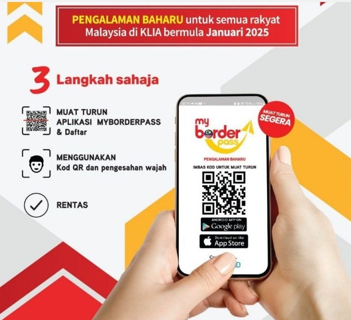 Aplikasi MyBorderPass kini boleh dimuat turun melalui GooglePlay dan AppStore.