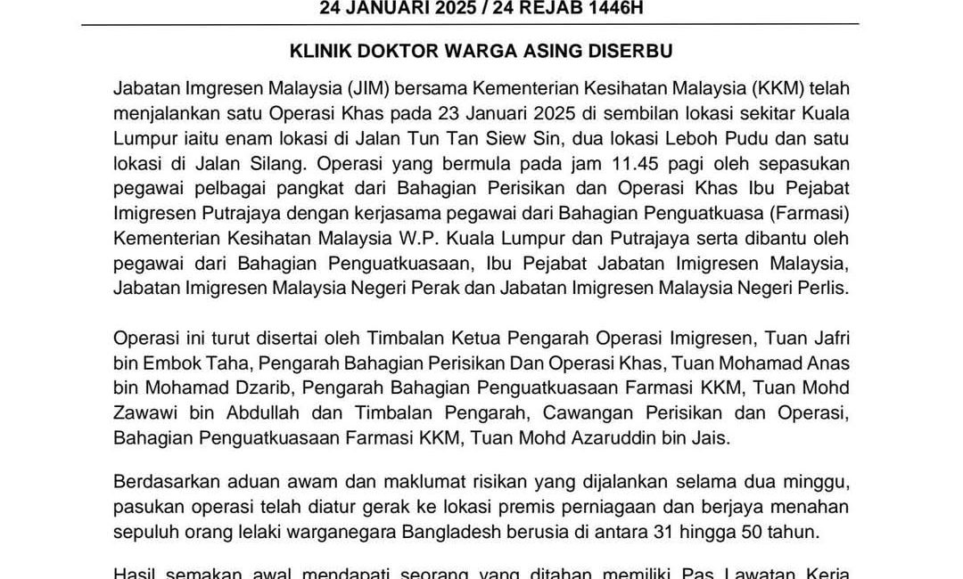 Kini Warga Asing Sudah Mempunyai Klinik Haram Yang Dijalankan Oleh Doktor Palsu.