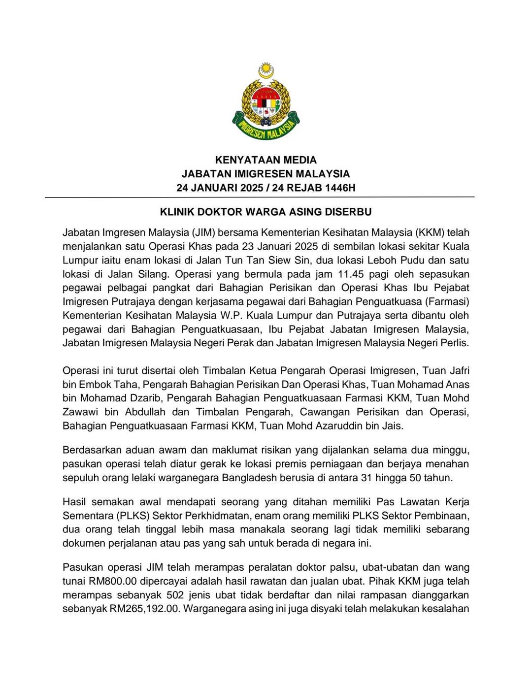 Kini Warga Asing Sudah Mempunyai Klinik Haram Yang Dijalankan Oleh Doktor Palsu.